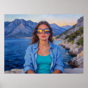 Poster Reflets du coucher de soleil méditerranéen – Moder