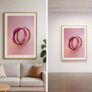 Poster Reflets entrelacés - Bagues d'amour abstraites mod