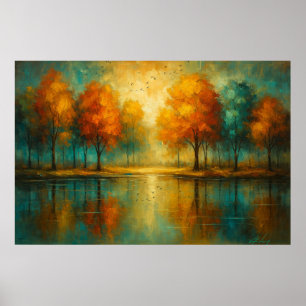 Poster Reflets sarcelle et lumière dorée de la radiance d