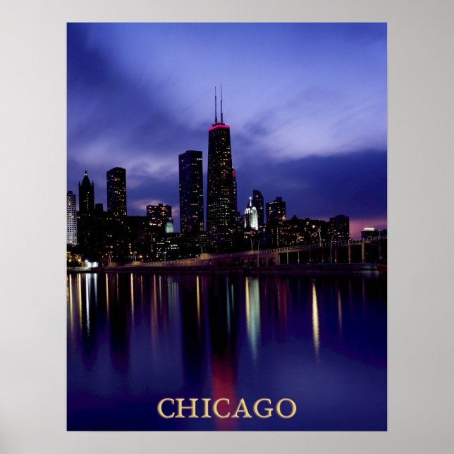 Poster Réflexion de la lumière de la rivière Skyline de C (Devant)