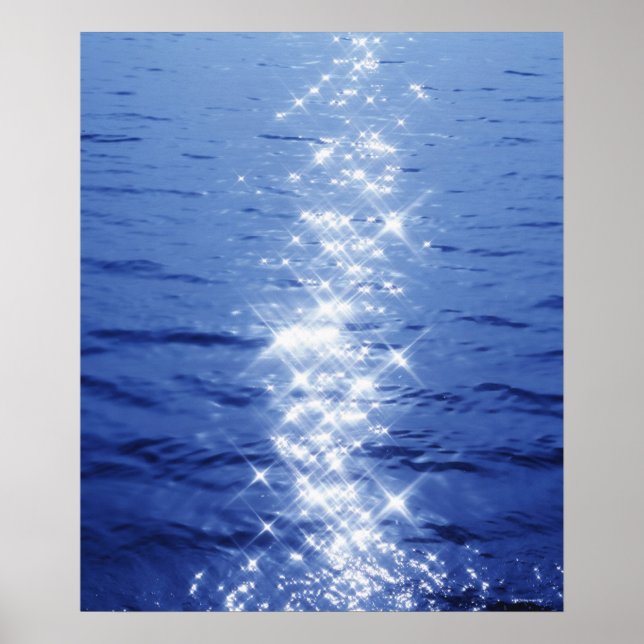 Poster Réflexion de la lumière du soleil sur l'eau ondulé (Devant)