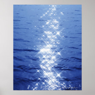 Poster Réflexion de la lumière du soleil sur l'eau ondulé