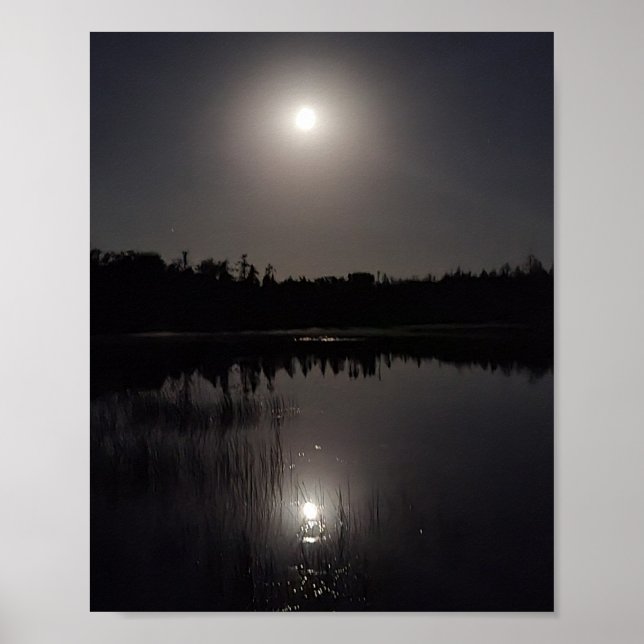 Poster Réflexion de la lune sur le lac (Devant)