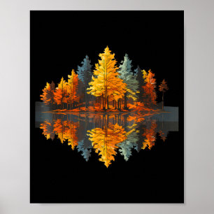 Poster Réflexion de la nature forêt automne graphique ext