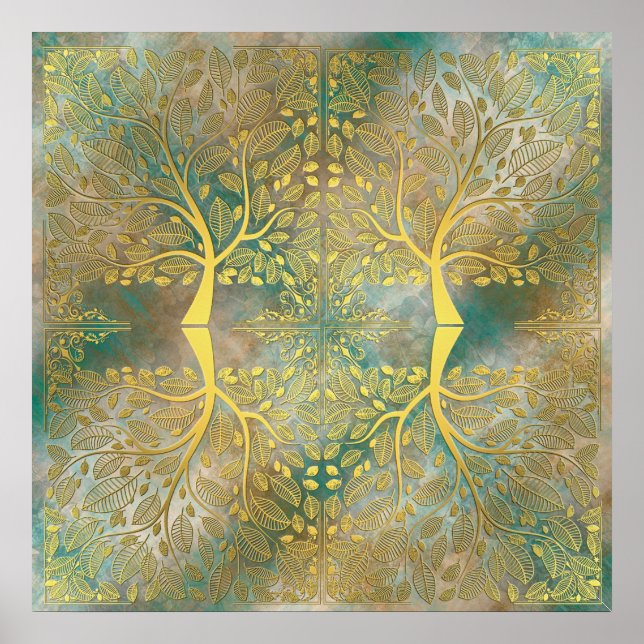 Poster Réflexion de l'arbre d'or sur (Devant)
