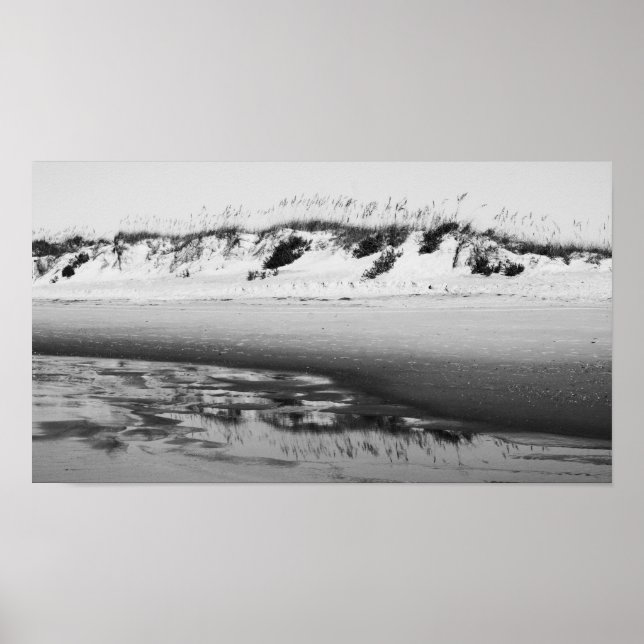 Poster Réflexion des dunes (B&W) (Devant)