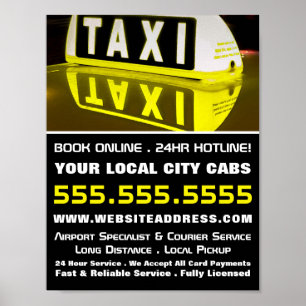 Poster Réflexion des panneaux de taxis, publicité des ent