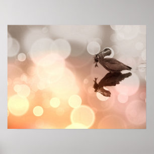 Poster Réflexion du Grand Héron Bleu Sunrise