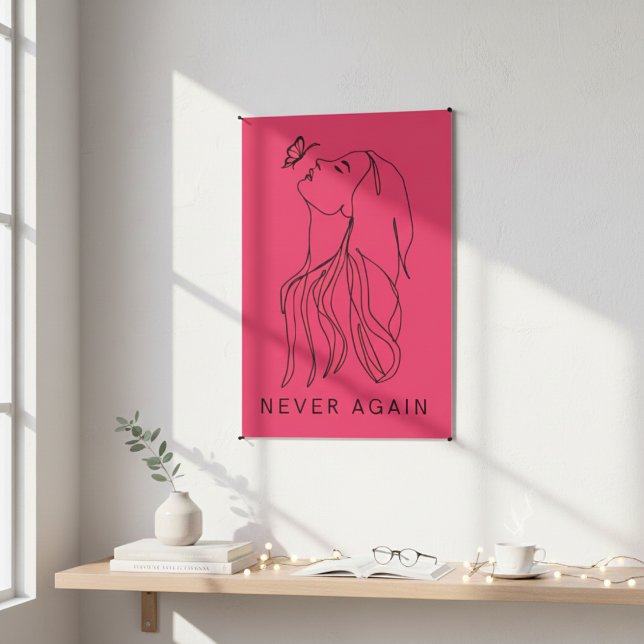 Poster Réflexion éternelle : Papillon et ligne féminine A (Eternal Reflection: Butterfly and Woman Line Art Poster)