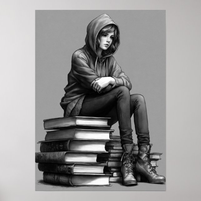 Poster Réflexion Noire, Tristes Yeux (Devant)