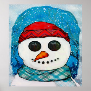 Poster Réflexions Noël Snowman Folk Art