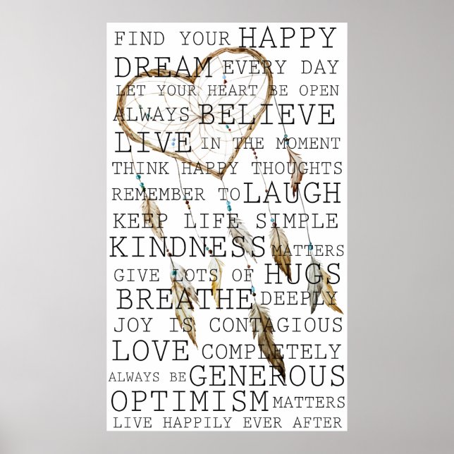 Poster Réflexions positives Inspirationnel Dream Catcher (Devant)