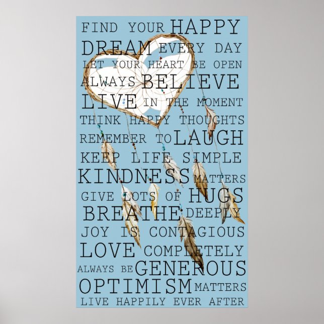 Poster Réflexions positives Inspirationnel Dream Catcher (Devant)