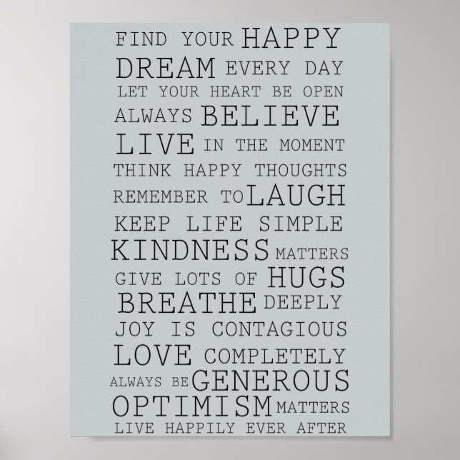Poster Réflexions positives Mots inspirants (Devant)