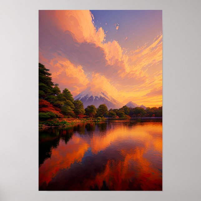 Poster Réflexions sur le coucher du soleil (Devant)