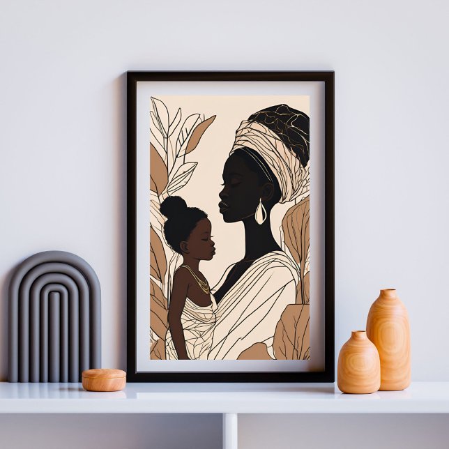 Poster Regal Bond – Mother and Daughter Line Art (Créateur téléchargé)