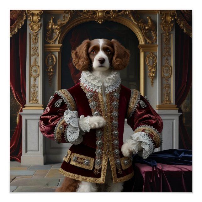 Poster Regal Canine Renaissance Chien Portrait Art numéri (Devant)
