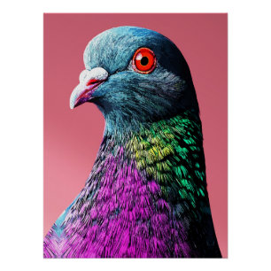 Poster Regal Pigeon Majesty Vivid Portrait réaliste d'ois