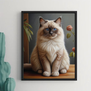 Poster Regal Ragdoll Portrait de chat Fluffy Blue Eyed