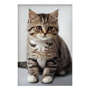Poster Regard de chat perdu dans le temps