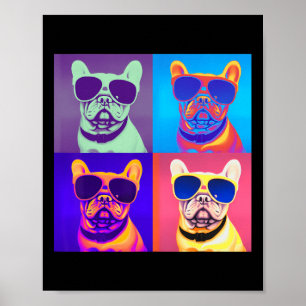 Poster Regard Français Buldog Portant des lunettes de sol