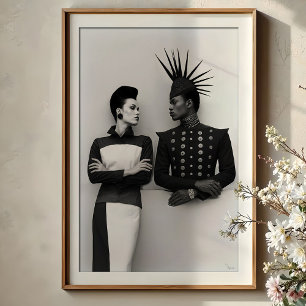 Poster Regard intense : avant-garde mode Duo Portrait