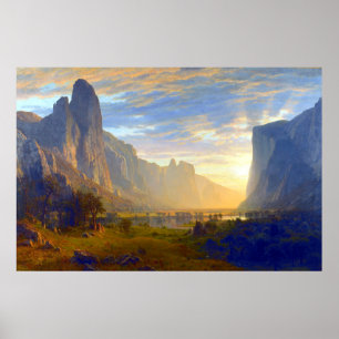 Poster Regardant la vallée de Yosemite Albert Bierstadt 1
