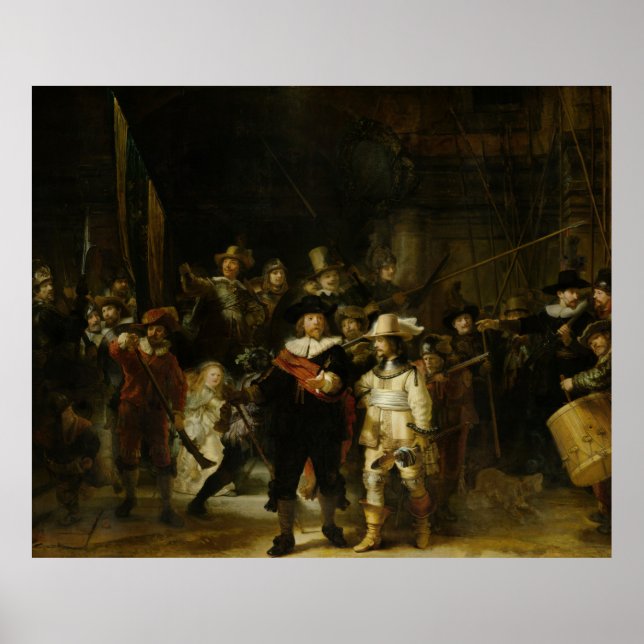 Poster Regarder la nuit, Rembrandt van Rijn (Devant)