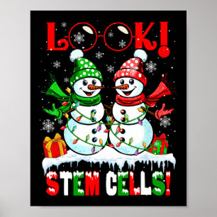 Poster Regardez ! Couple de bonhommes de neige de Noël de