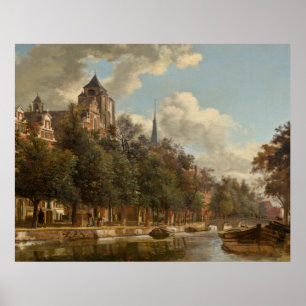 Poster Regardez en bas d'un canal néerlandais avant
