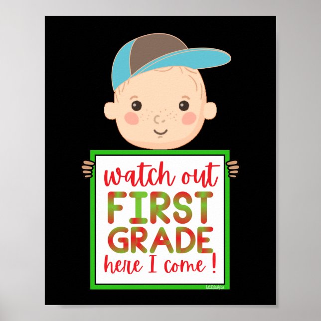 Poster REGARDEZ LA PREMIÈRE GRADE ICI JE VIENS drôle mign (Devant)