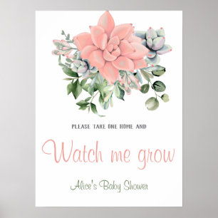 Poster Regardez-moi Grandir Aquarelle Succulente Vert Cor