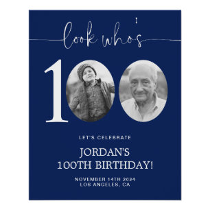 Poster Regardez qui a 100 ans   Bleu 100e anniversaire