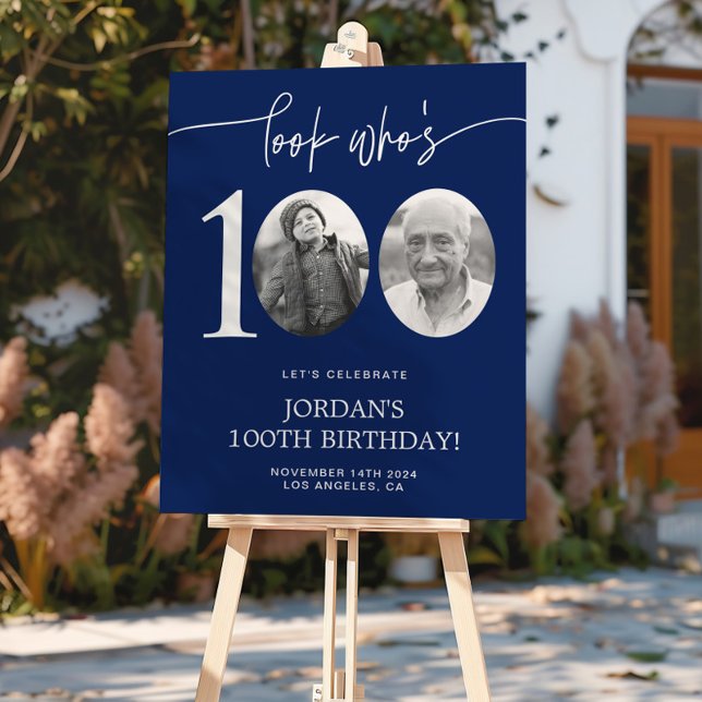 Poster Regardez qui a 100 ans | Bleu 100e anniversaire (Créateur téléchargé)
