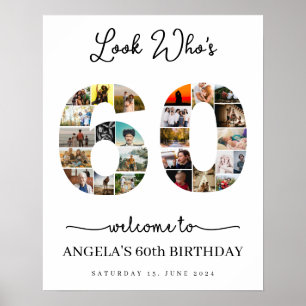 Poster Regardez qui est 60 Photo Collage signe de la fête