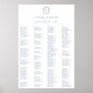Poster Régence Bleu Crest Plan de siège alphabétique