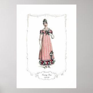 Poster Regency Fashion Plate 1815 Robe de soirée Londres