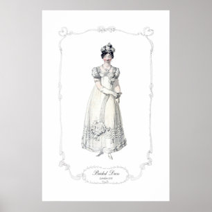 Poster Regency Fashion Plate 1818 Robe nuptiale Imprimer