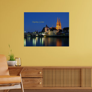Poster Regensburg, Allemagne paysage la nuit