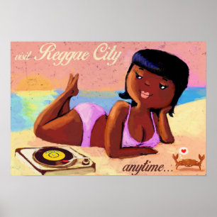 Poster Reggae City Gal sur la plage