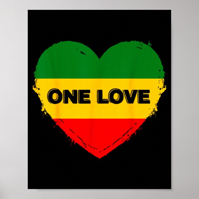 Poster Reggae Heart One Love Rasta Reggae Music Rastafari (Devant)