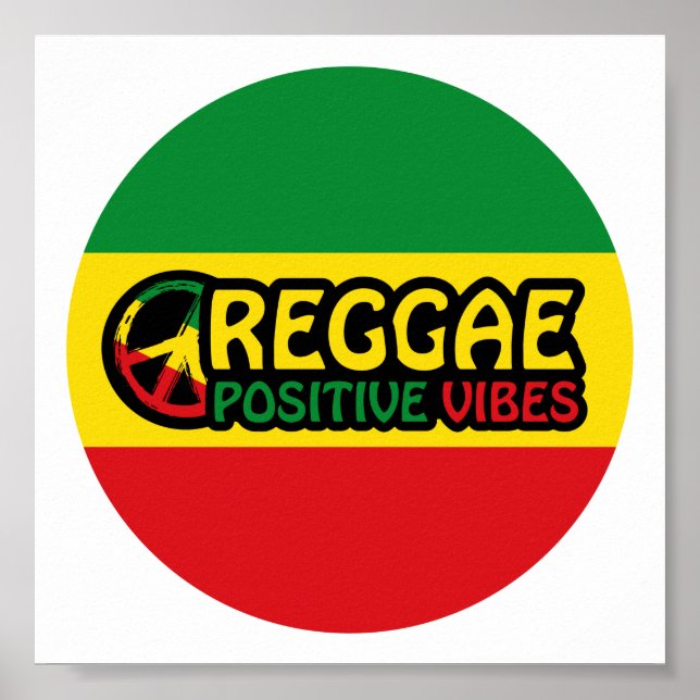 Poster Reggae Music with positive vibes and reggae flag (Devant)