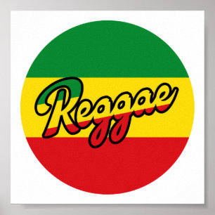 Poster Reggae Musique avec couleurs du drapeau reggae