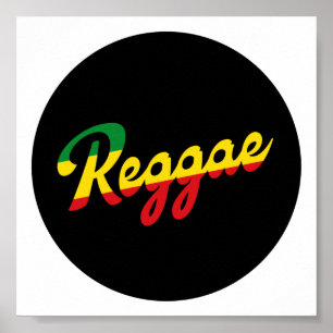 Poster Reggae Musique avec couleurs du drapeau reggae