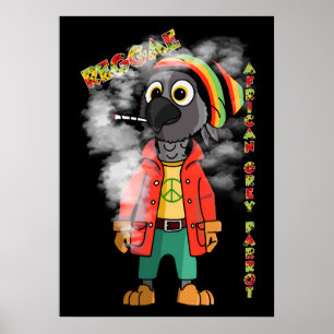 Poster Reggae perroquet gris africain