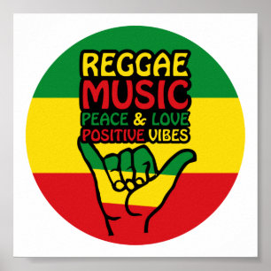 Poster Reggae Shaka Main avec des citations positives
