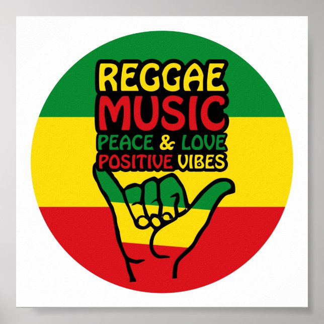 Poster Reggae Shaka Main avec des citations positives (Devant)