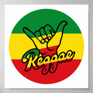 Poster Reggae Shaka Mains aux couleurs reggae