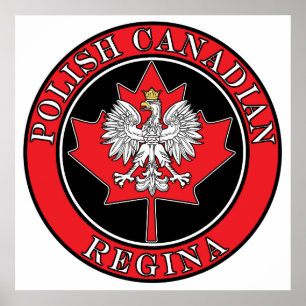 Poster Regina Feuille canadienne polonaise ronde