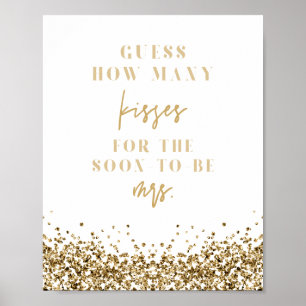 Poster REGINA Gold Combien de baisers Jeu de Baby Shower 